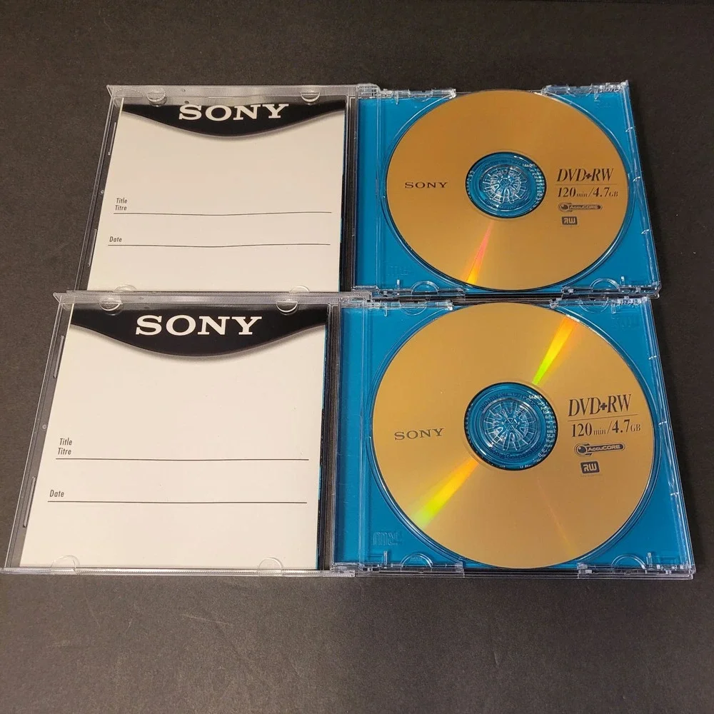Sony DVD +RW 4.7 GB 120 Minutes Case Lot Of 2 Opened NEW